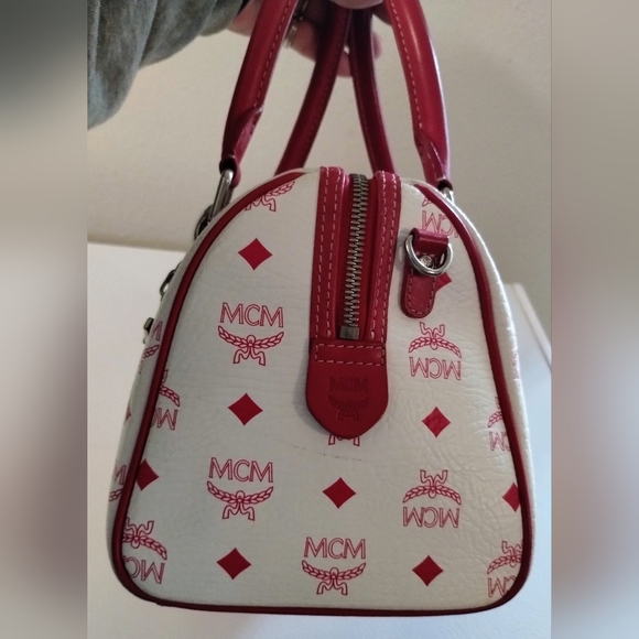 MCM Pink and White Boston Bag w/MCM Charms - Picture 5 of 12